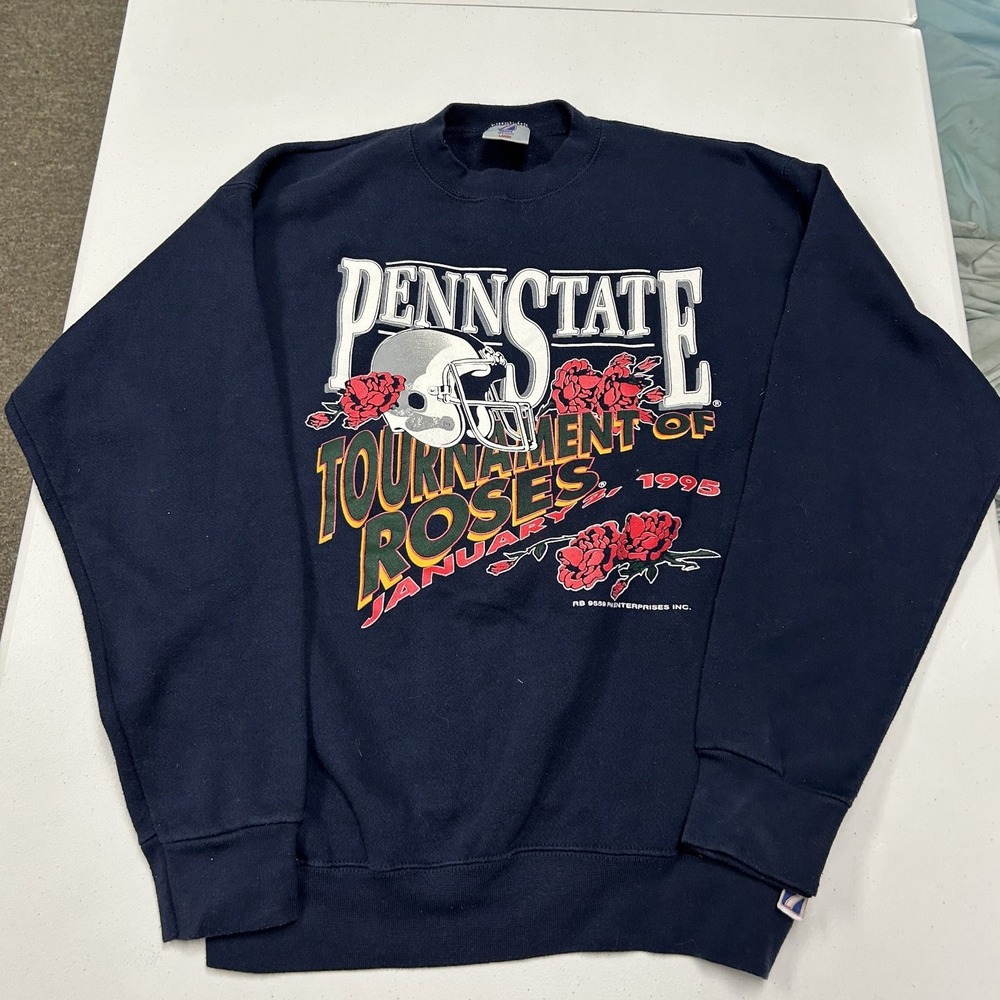 Logo 7 Penn State Sweatshirt Mens L Navy Excellent 1995 Tournament of Roses USA